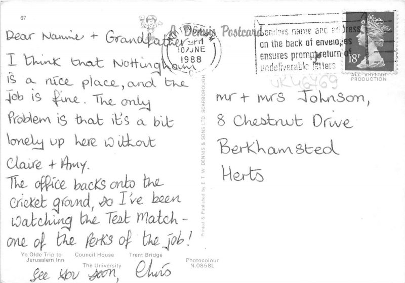 uk46769 greetings from nottingham uk