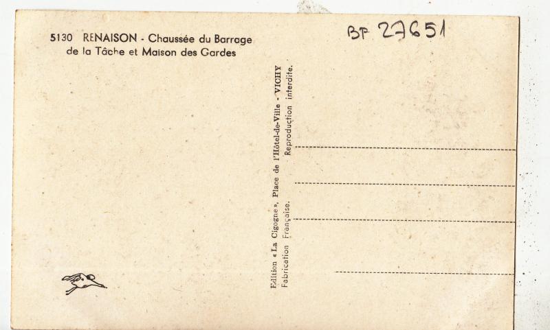 BF27651 renaison chaussee du barrage de la tache et ma  france  front/back image