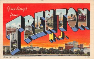 G82/ Trenton New Jersey Postcard Linen Large Letter Greetings From