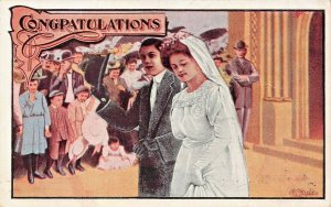 CONGRATULATIONS-YOUNG WEDDING COUPLE~1912 POSTMARK HAVEN KANSAS POSTCARD