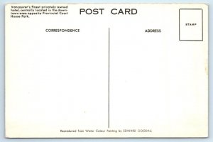 VANCOUVER, B.C. Canada ~ Artist View HOTEL DEVONSHIRE c1940s-50s   Postcard