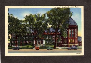 ME Saint St Marys Mary's Hospital Lewiston Maine Linen Postcard Carte Postale