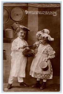 1913 Children Chef Tasting RPPC Photo Wichita Kansas KS Posted Antique Postcard