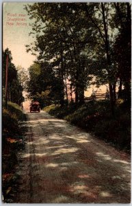 1910's Road Near Sharptown New Jersey NJ Car Approaching The Road Postcard