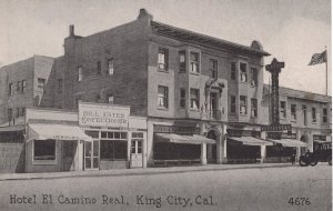 King City California Hotel El Camino Street Old Car Sweet Shop Vintage Postcard