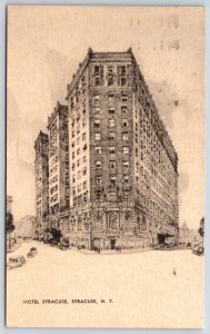 1943 Hotel Syracuse New York Historical Building Landmark Road Posted Postcard