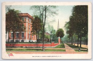 Main Street~Home on Corner of Delaware & North St Buffalo NY~Vintage Postcard