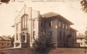 Naperville Illinois Seminary Building Real Photo Vintage Postcard U2576