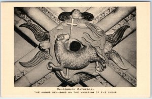 c1910s Canterbury, England Agnus Dei Boss Vaulting Sculpture Maltese Cross A359