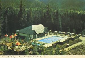 Canyon Hot Springs Revelstoke BC Rogers Pass Outdoor Pool Vintage Postcard D10c