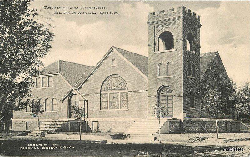 1909 BLACKWELL OKLAHOMA Christian Church Briscoe postcard 13031