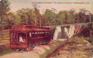 Interurban Indiana Limited Streetcar Railroad Indianapolis 1912 postcard