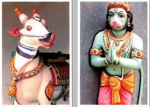 2~4X6 Art Cards Colombo, Sri Lanka NANDI & HANUMAN Captain's Garden Hindu Temple
