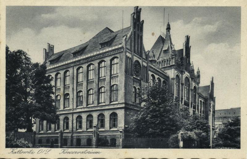 poland germany, KATTOWITZ KATOWICE, Konservatorium Conservatory (1930s) Postcard