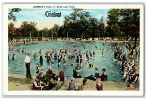 c1920's Swimming Pool In Garfield Park Bathing Crowd Cleveland Ohio OH Postcard