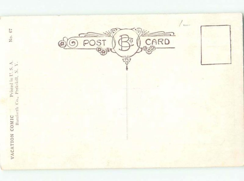 Bamforth Comic CHUBBY FAT WOMAN EATING DINNER AC0015