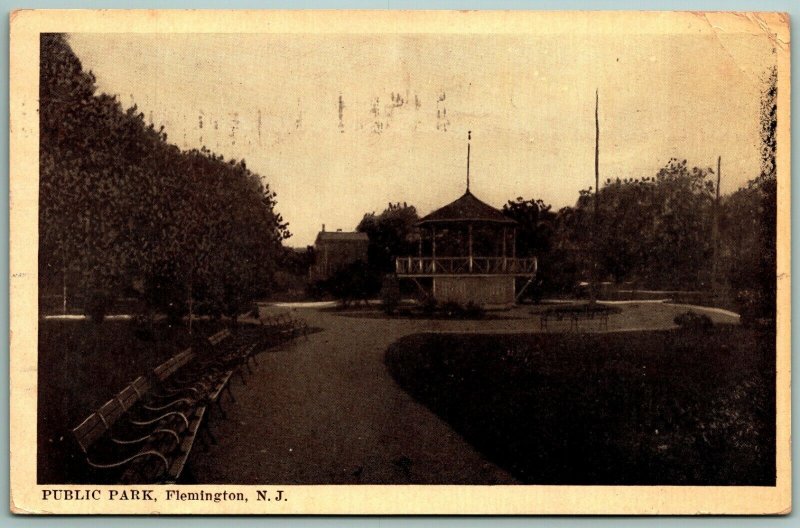 Publc Park Bandstand Flemington New Jersey NJ 1919 DB Postcard J6