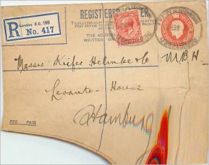 Entier Postal Stationery 2p + 1p London for Hamburg in 1921