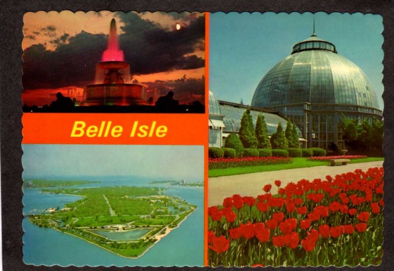 MI Belle Isle Michigan Postcard Horticultural Building Flowers Park