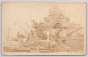 RPPC WW1 Era US Coaling Ship Sailors on Deck Postcard J21