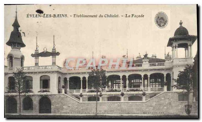 Old Postcard Evian les Bains Establishment Chatelet The Facade