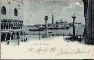 Italy Venezia Piazzetta Colonne e Isola di San Giorgio Venice Postcard C184
