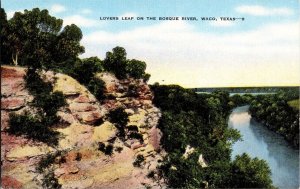 Lovers Leap on the Bosque River, Waco TX Vintage Postcard L47