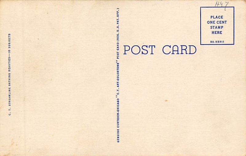Bathing Beauty Post Card Linger Awhile Unused