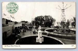 DS2/ Peoria Illinois Postcard c1910 Al Fresco Amusement Park Rides  140