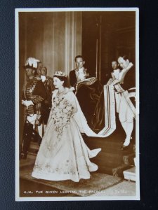 H.M. Queen Elizabeth ll Leaving the Palace c1953 RP Postcard by Valentine C12