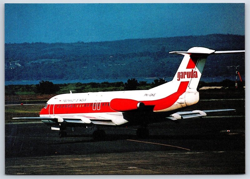 Airplane Postcard Garuda Indonesia Airlines Fokker F28 at Denpassar DN11