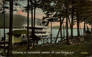 Lake George New York NY Cleverdale Landing Sagamore Steamer c1910 PC