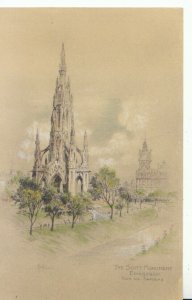 Scotland Postcard - The Scott Monument - Edinburgh from The Gardens - Ref 9708A