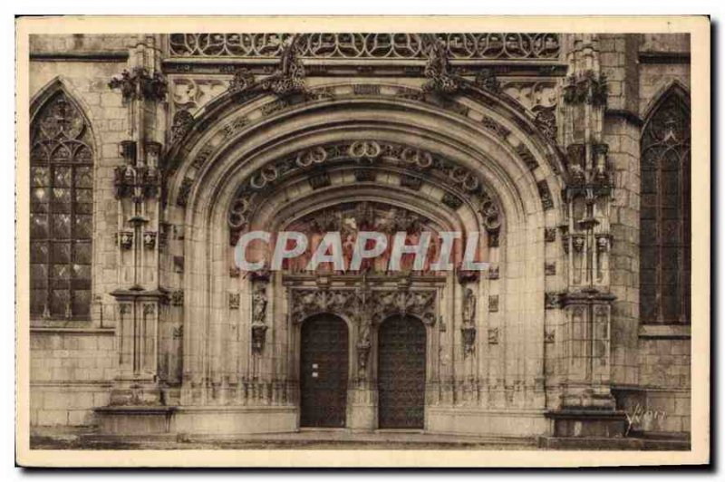 Old Postcard Bourg Ain Brou Church Portal