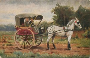 Dutch types horse coach by Gerstenhauer BLUMER chocolate Ad. Postcard Antwerp