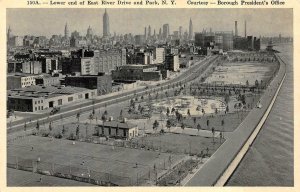 LOWER END OF EAST RIVER DRIVE & PARK NEW YORK POSTCARD (c. 1930s)