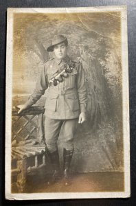 Mint Australia Postcard RPPC Australian Soldier Portrait WWI 1918