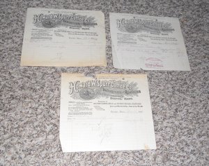 Lot Of 3 Howard Spurr Coffee CO Roasters Boston Ma Letterhead Receipts (E8)