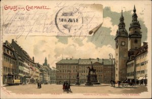 Gruss Aus Chemnitz Germany Markt Nice Postal Cancel Cover 1905 Postcard