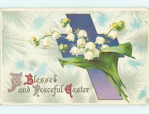 Divided-Back easter LILY OF THE VALLEY FLOWERS & JESUS CROSS r2968