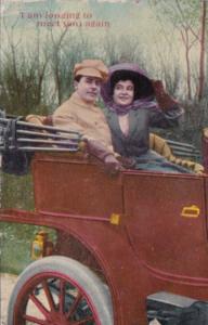 Romantic Couple In Car I Am Longing To Meet You Again 1909