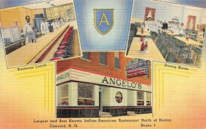 Italian Restaurant ANGELO'S Concord, NH Roadside 1950 Linen Vintage Postcard