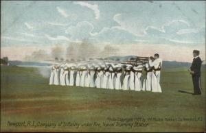 Newport RI Naval Infantry Firing Rifles c1910 Postcard