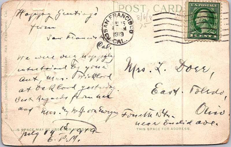 Postcard BOAT SCENE San Francisco California CA AM7027