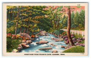 Greetings from FRANK'S CAFE ~ CAMDEN, Tennessee TN ~Benton County 1940s Postcard
