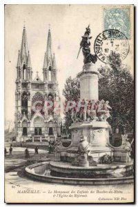 Postcard Old Marseille Monument Children Bouches du Rhone and the Church of R...