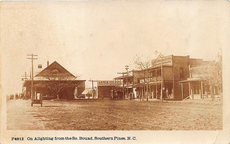 Southern Pines NC Railroad Station Train Depot Underwood P4912 RPPC Postcard