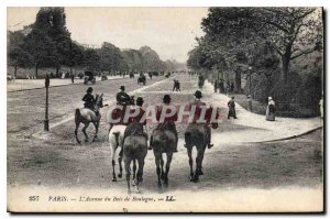 Postcard Old Paris Avenue du Bois de Boulogne Horses