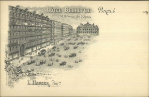 Paris - Hotel Bellevue L. Hauser Prop c1890s-1900s Postcard