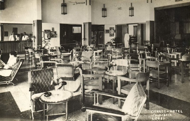 indonesia, JAVA SOERABAIA, Oranje Hotel Lobby (1910s) Van der Maal RPPC Postcard